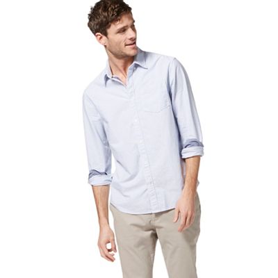 Big and tall blue striped textured striped tailored fit shirt